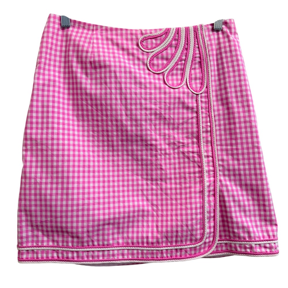 Lilly Pulitzer Vintage Pink Gingham Mini Skirt Womens Size 2 Cotton Preppy Golf